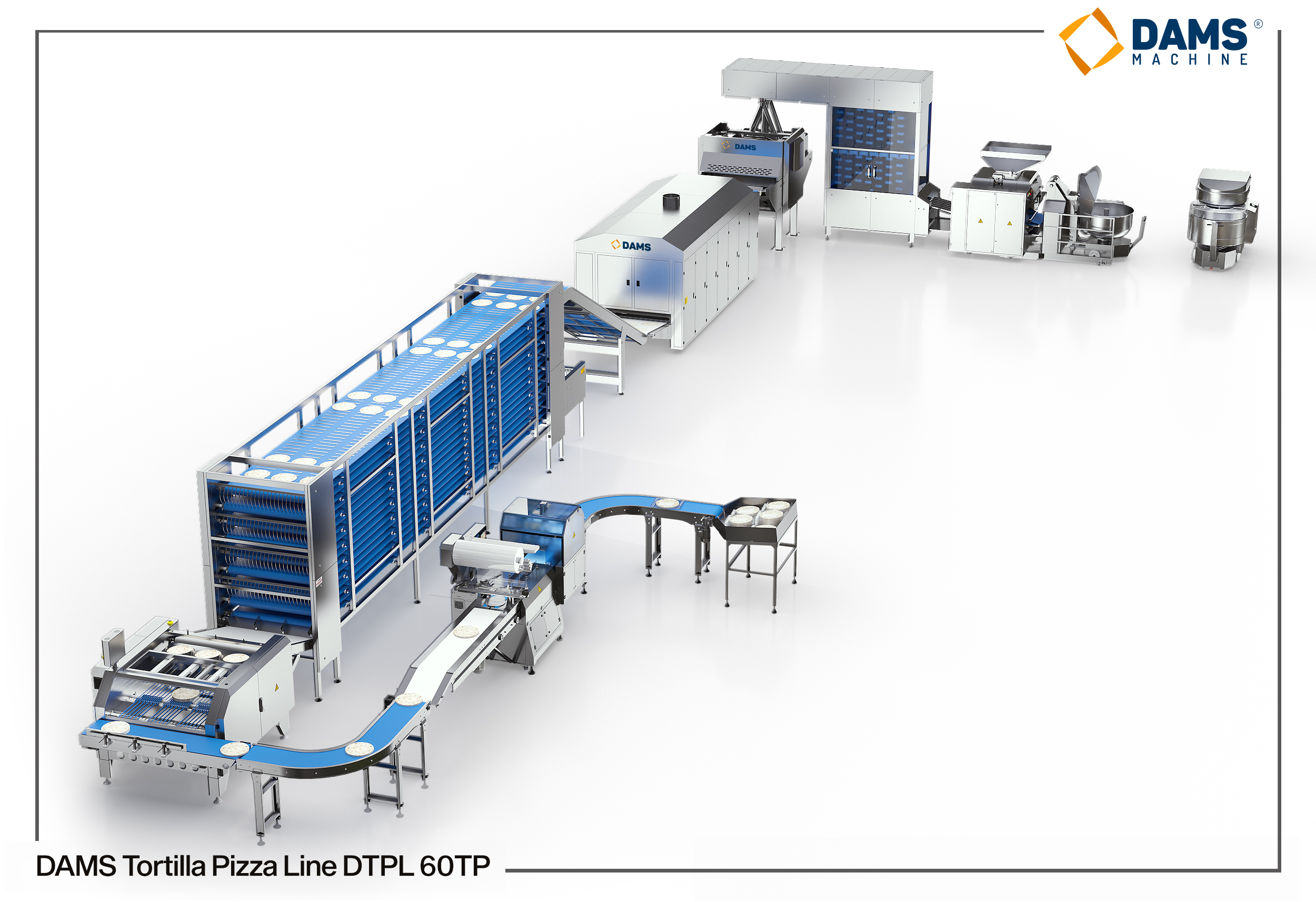 Linha de Produção de Tortilla da DAMS Capacidade 6000 Unidades / Hora DTPL 60TP